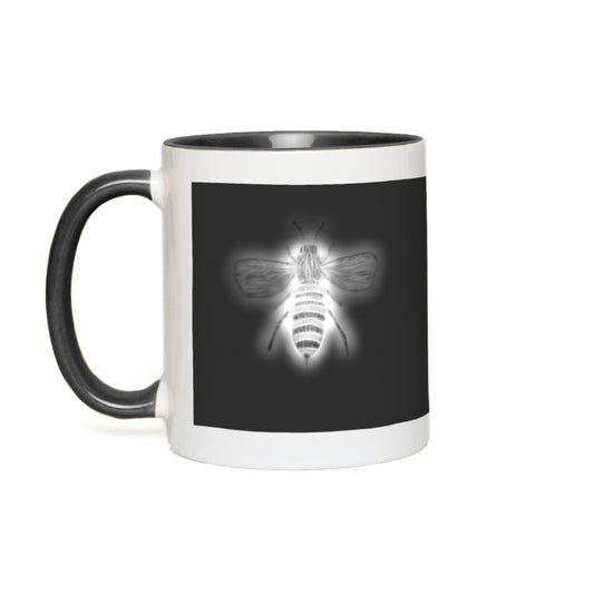 Negative Bee Accent Mug 11 oz White with Black Accents Coffee & Tea Cups gifts