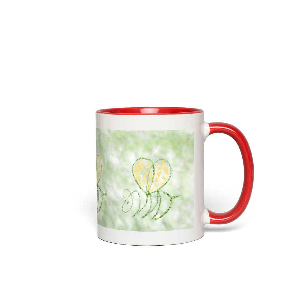Leaf Bee Accent Mug 11 oz White with Red Accents Coffee & Tea Cups gifts