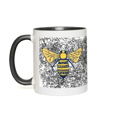 Deep Yellow Doodle Bee Accent Mug 11 oz White with Black Accents Coffee & Tea Cups gifts