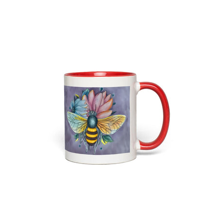 Pastel Dreams Bee Accent Mug 11 oz White with Red Accents Coffee & Tea Cups gifts Pastel Dreams Bee