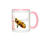 Rustic Bee Gathering Accent Mug 11 oz White with Pink Accents Coffee & Tea Cups gifts