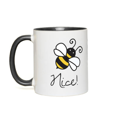 Bee Nice Accent Mug 11 oz White with Black Accents Coffee & Tea Cups gifts