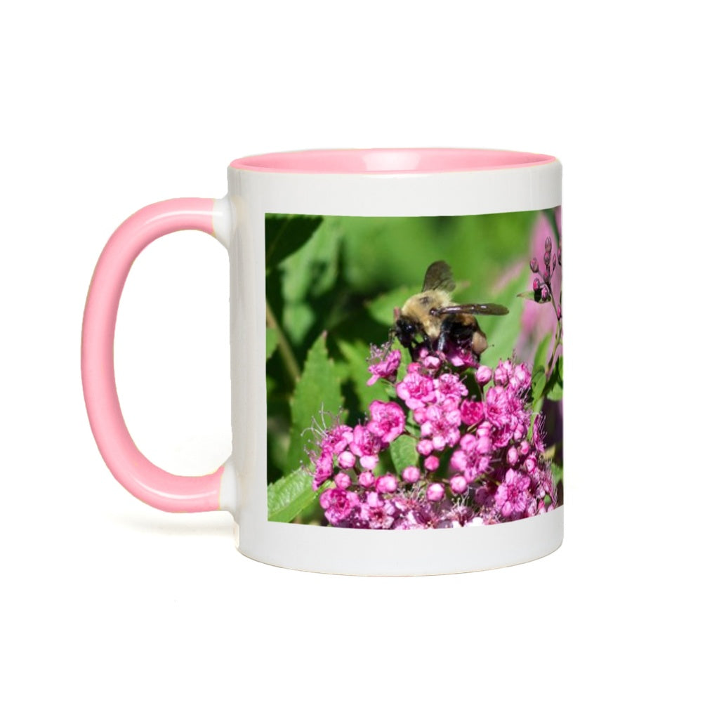 Bumble Bee on a Mound of Pink Flowers Accent Mug Coffee & Tea Cups gifts