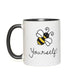 Bee Yourself Accent Mug 11 oz White with Black Accents Coffee & Tea Cups gifts