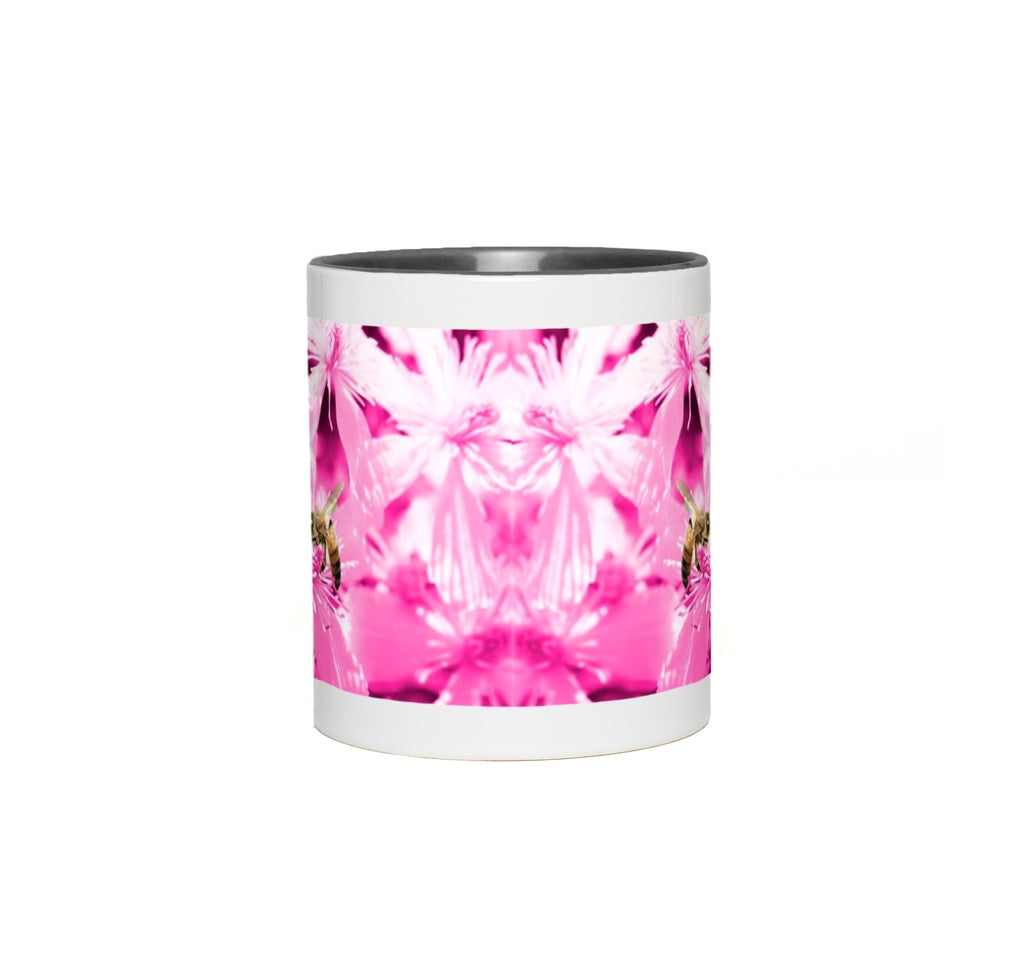 Bee with Glowing Pink Flowers Accent Mug Coffee & Tea Cups gifts
