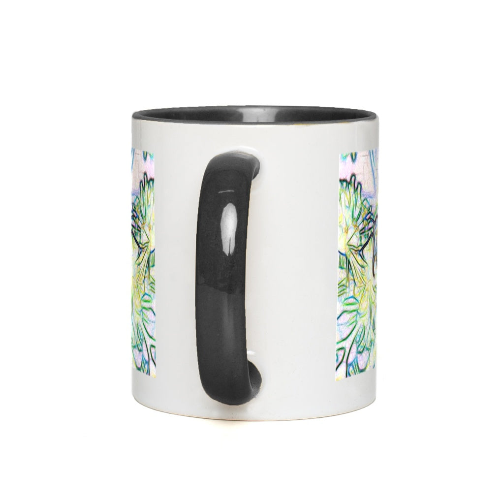 Outline of Bee and Flowers Accent Mug Coffee & Tea Cups gifts