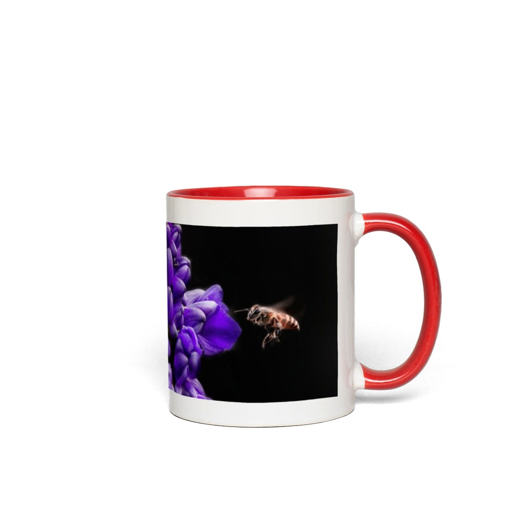 Buzzing Bee with Purple Flower Accent Mug 11 oz White with Red Accents Coffee & Tea Cups Buzzing Bee with Purple Flower gifts